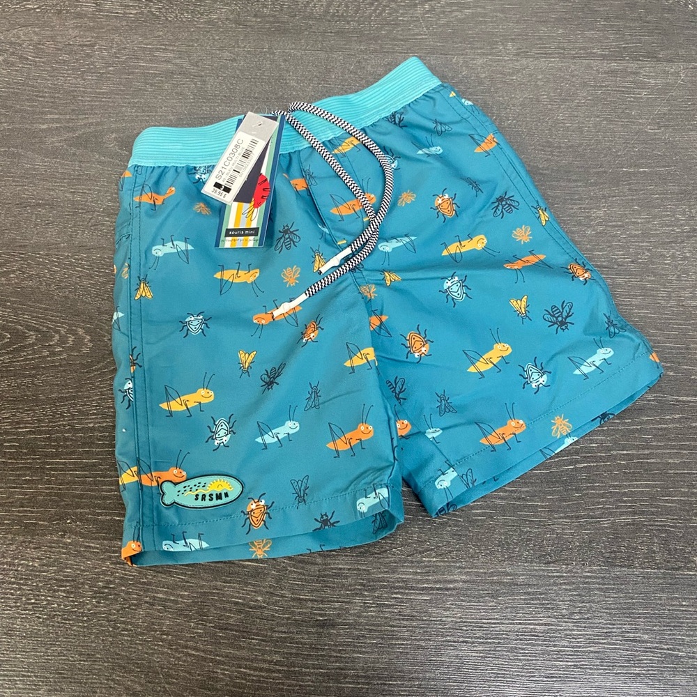 Teal Bug Pattern Swim Shorts - 3y - souris mini